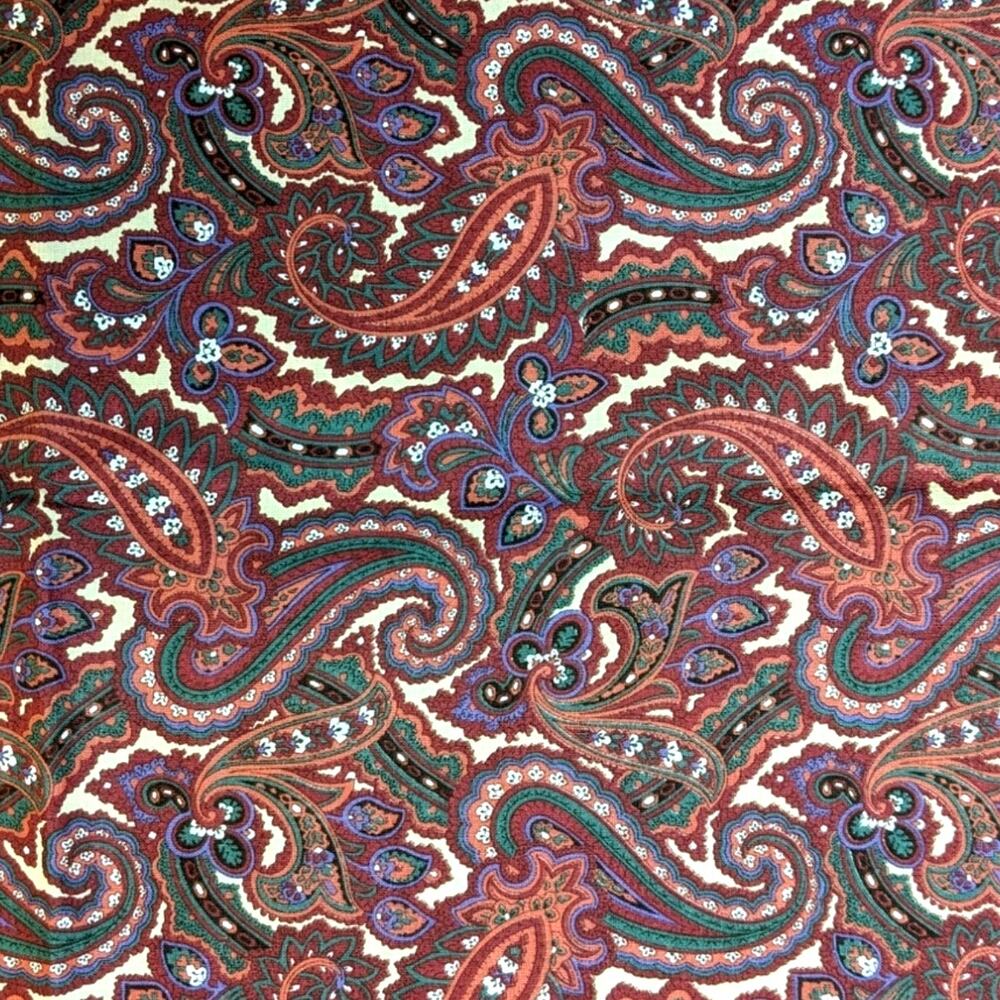 4+ Yards Ornate Red Paisley Fabric Vintage 1980's 1990's VIP CRANSTON PRINTWORKS